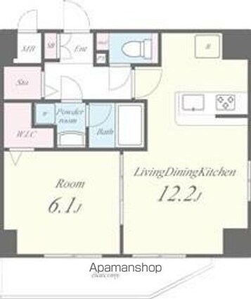 プチ・フルール入谷[1LDK/42.88m2]の間取図