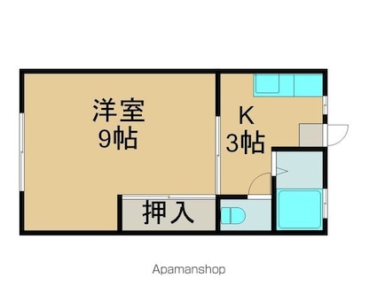 マリンパーク[1K/26.5m2]の間取図