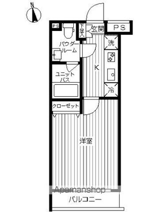 スカイコート下北沢壱番館[1K/25.6m2]の間取図
