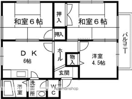 グランシード関戸[3DK/54.4m2]の間取図