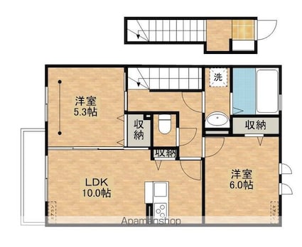 フォーゲルテラス　グリューン　Ⅳ[2LDK/57.56m2]の間取図