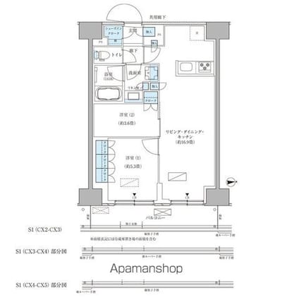 パークアクシス品川天王洲アイル[2LDK/58.24m2]の間取図