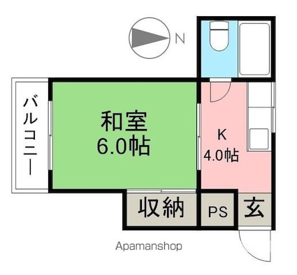 シャトーふみ[1K/23.18m2]の間取図
