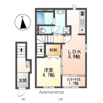 シャイン・ウェスト[1LDK/42.34m2]の間取図