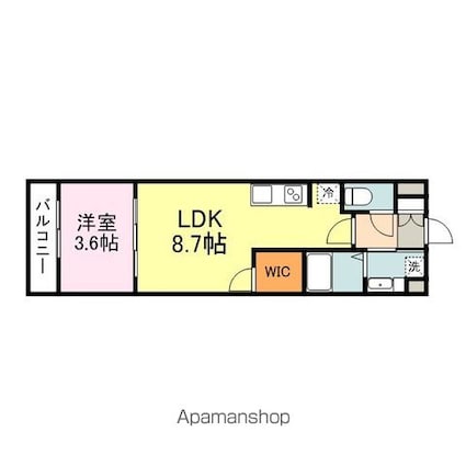広島県福山市手城町２丁目[1LDK/30.24m2]の間取図