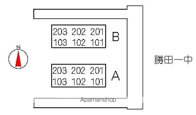ペガサスハイツ大成　Ｂ棟[1K/27.08m2]の配置図