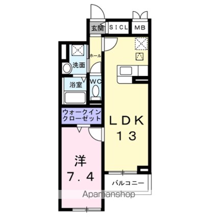 アンソレイユ[1LDK/48.06m2]の間取図