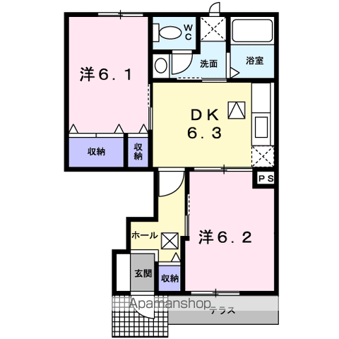 プラゼール・ラゴーアⅠ 102 ｜ 和歌山県紀の川市打田1114（賃貸アパート2DK・1階・46.92㎡） その2