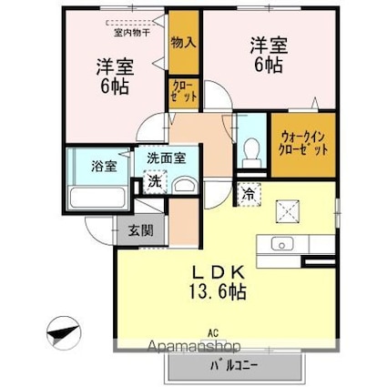 エタージュ[2LDK/62.1m2]の間取図