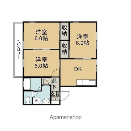 サニーホームズ[3DK/54m2]の間取図