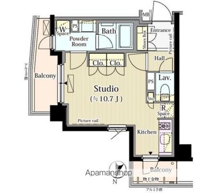 パークアクシス自由が丘テラス[1R/30.04m2]の間取図