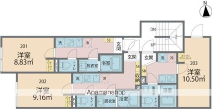カインドネス東大和Ｓｏｕｔｈ[1K/20.01m2]の間取図