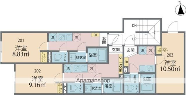 カインドネス東大和Ｓｏｕｔｈ[1K/20.01m2]の間取図