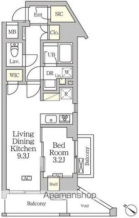 アジールコート松濤[1LDK/36.21m2]の間取図