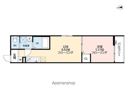 立川セイワレジデンスⅡ[1LDK/31.39m2]の間取図