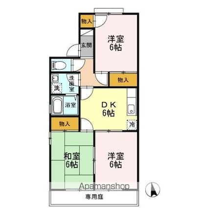 セジュール久万ノ台　Ｂ棟[3DK/55.31m2]の間取図
