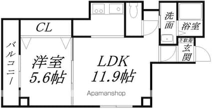 メゾン・ラフォーネ[1LDK/38.88m2]の間取図