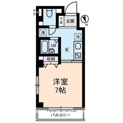 東京都目黒区東山３丁目[1K/22.93m2]の間取図
