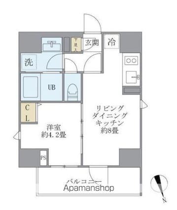 Ｌａ　Ｐｅｒｌａ　Ｙｏｔｓｕｙａ[1LDK/30.16m2]の間取図