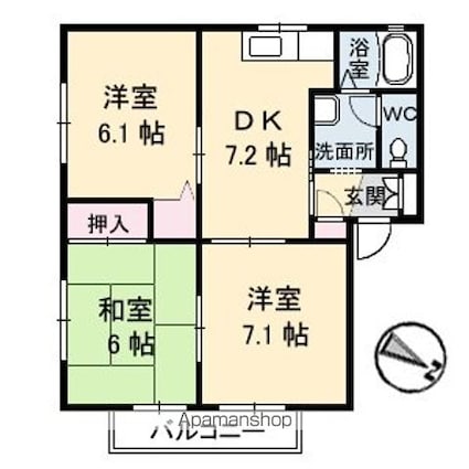 アクセスＳ．Ｋ　Ｂ棟[3DK/54.85m2]の間取図