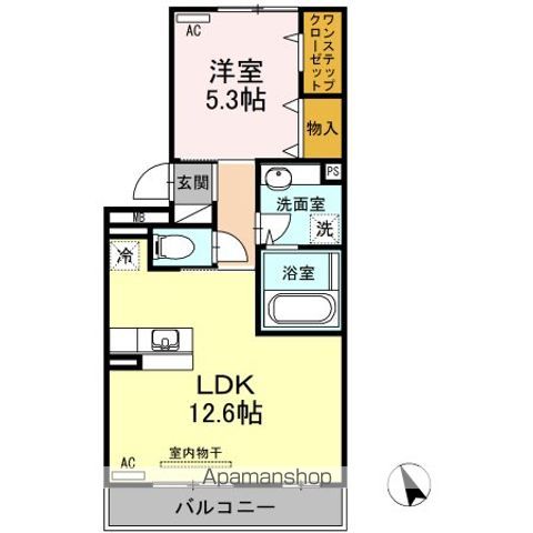 アプリコット[1LDK/44.32m2]の間取図
