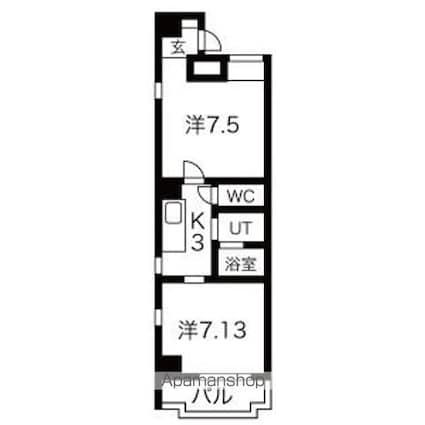 サン・笹安ビル[2K/40.45m2]の間取図
