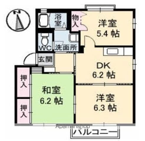 ハイツ足達 B棟の間取り写真