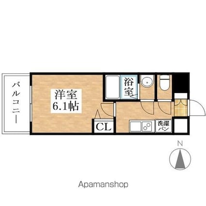プレサンス尾張一宮ジュレア[1K/22.2m2]の間取図