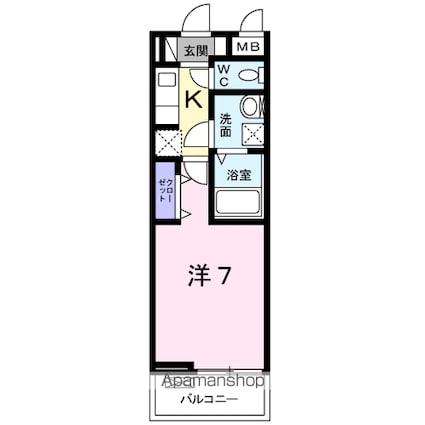 ブリーズ・カスミ[1K/26.08m2]の間取図