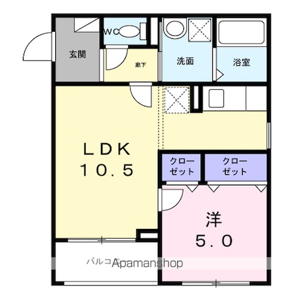 ドゥー・アヴェニール[1LDK/39.67m2]の間取図