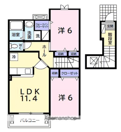 ブリアンソレイユ[2LDK/59.82m2]の間取図
