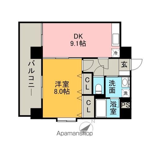 【福岡市博多区店屋町のマンションの間取り】