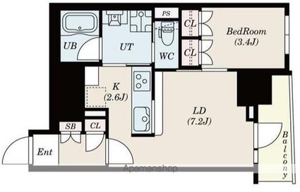ＳーＲＥＳＩＤＥＮＣＥ日本橋馬喰町Ａｅｒｅ[1LDK/34.97m2]の間取図