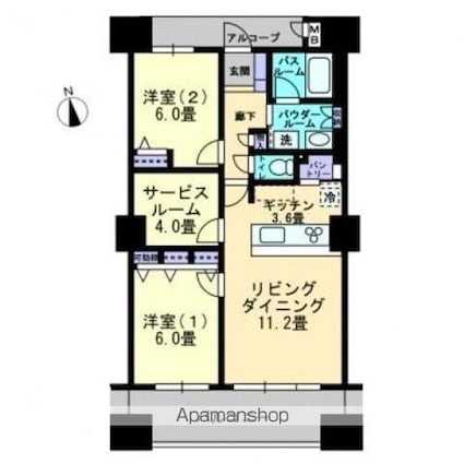 アルファタワー桜町[2SLDK/68.25m2]の間取図