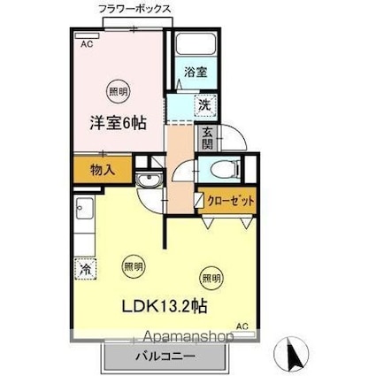 スカイコート２１[1LDK/45.81m2]の間取図
