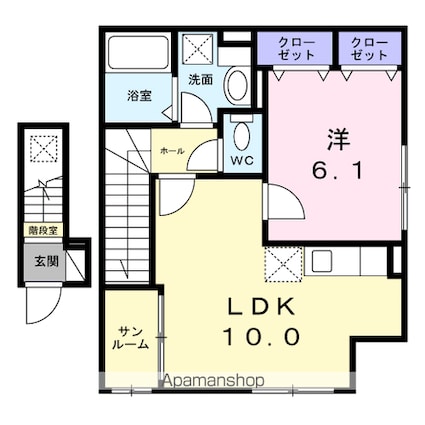 ヴィラ・アルモニア[1LDK/43.95m2]の間取図