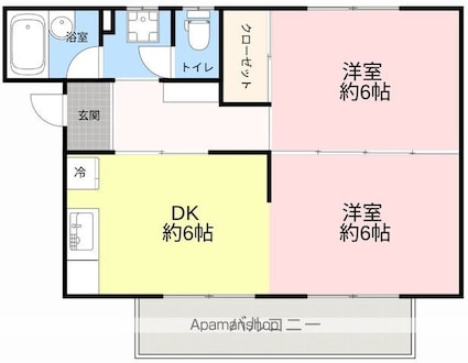 パルコート[2DK/41m2]の間取図