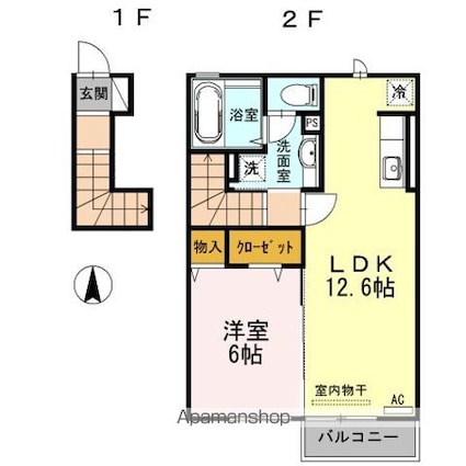 東京都羽村市羽東２丁目[1LDK/48.44m2]の間取図