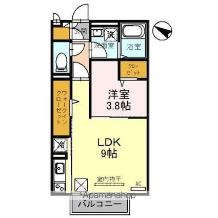 レセンテ出町　Ａ棟[1LDK/37.53m2]の間取図
