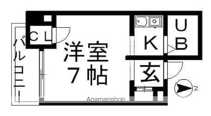 愛知県名古屋市昭和区阿由知通３丁目[1K/18m2]の間取図