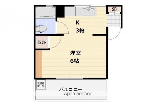 広島県広島市中区吉島西１丁目[1R/20.32m2]の間取図