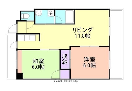 メゾンクロダ壱番館[2LDK/58.17m2]の間取図