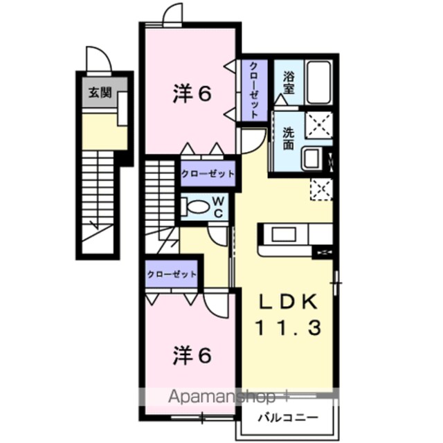 ブルック磯Ⅱ[2LDK/58.48m2]の間取図