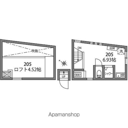アーバンプレイス北新宿Ⅱ[1R/15.97m2]の間取図