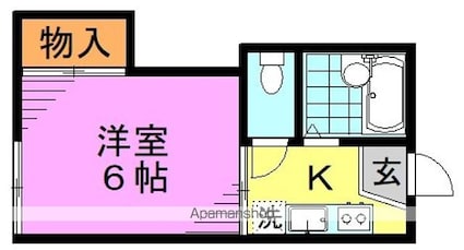 ハマノハイム[1K/18m2]の間取図