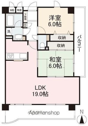 香川県高松市屋島西町[2LDK/68.25m2]の間取図