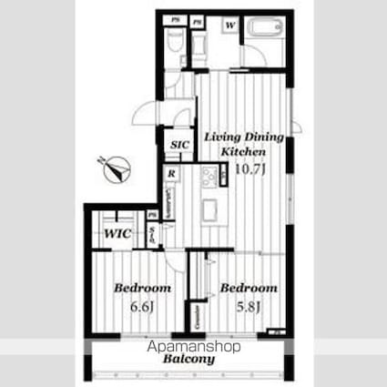 風香田園調布[2LDK/62.79m2]の間取図