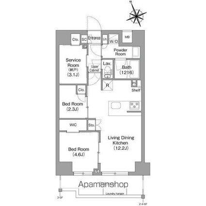 コンフォリア東葛西[2SLDK/50.42m2]の間取図