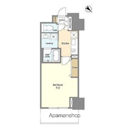 フロンティア新宿タワー[1K/30.37m2]の間取図
