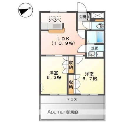 ブルトゥム[2LDK/51.66m2]の間取図